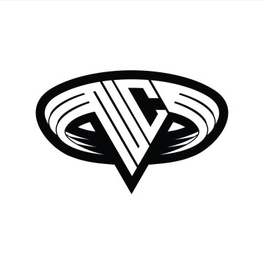 Üçgen biçimli dilimlenmiş izole tasarım şablonu içeren NC Logo monogram harfi