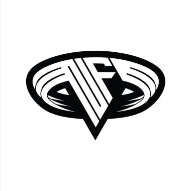 Üçgen biçimli dilim izole tasarım şablonu içeren NF Logo monogram harfi