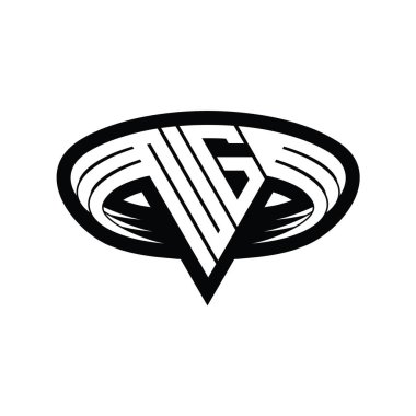 Üçgen biçimli dilimlenmiş izole tasarım şablonu içeren NG logo monogram harfi