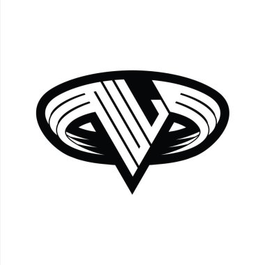 Üçgen biçimli dilimlenmiş izole tasarım şablonu içeren NL Logo monogram harfi