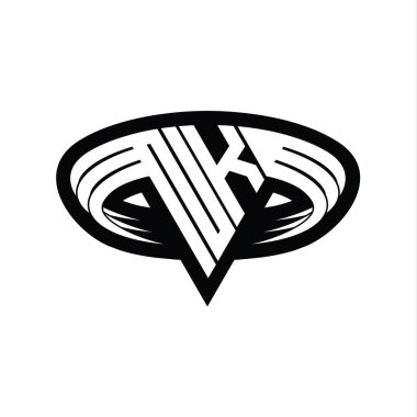 Üçgen biçimli dilimlenmiş izole tasarım şablonu içeren NK Logo monogram harfi