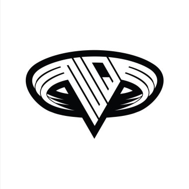 Üçgen biçimli, dilimlenmiş tasarım şablonlu NQ monogram harfi