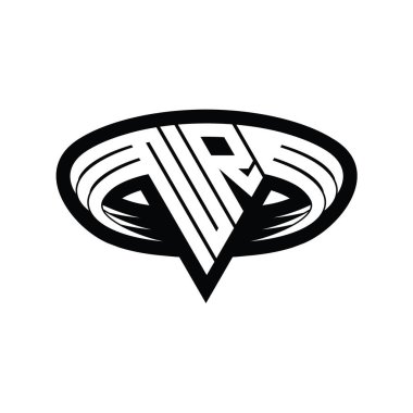 Üçgen biçimli dilimlenmiş izole tasarım şablonu içeren NR Logo monogram harfi