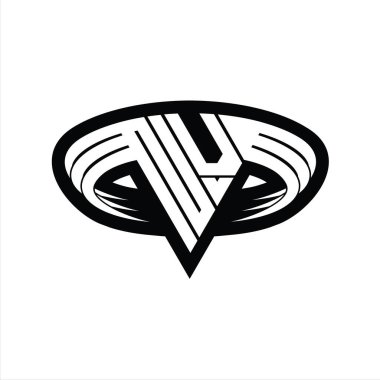 Üçgen biçimli dilimlenmiş izole tasarım şablonu içeren NV logo monogram harfi