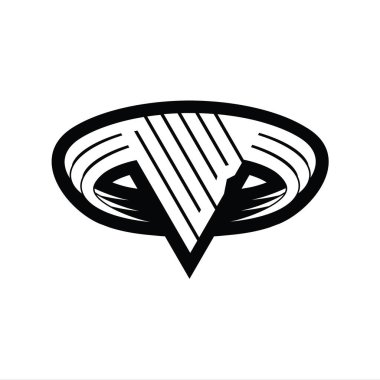 Üçgen biçimli dilimlenmiş izole tasarım şablonu içeren NW Logo monogram harfi