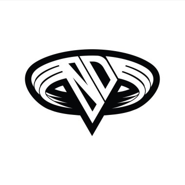 Üçgen biçimli, dilimlenmiş tasarım şablonlu OD Logo monogram harfi