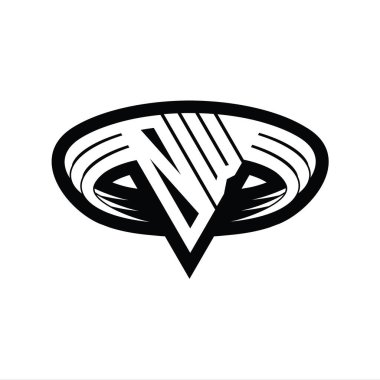 OW Logo monogram harfi üçgen biçimli dilimlenmiş tasarım şablonu