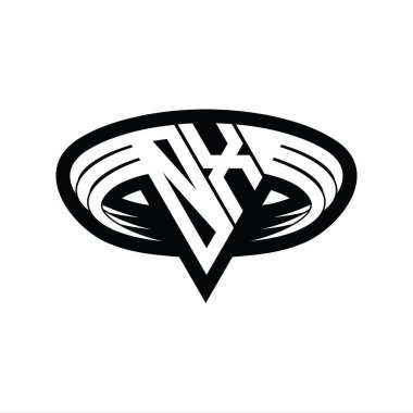 OX Logo monogram harfi üçgen biçimli dilimlenmiş tasarım şablonu