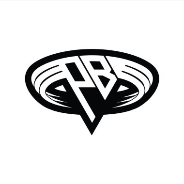 PB Logo monogram harfi üçgen biçimli dilimlenmiş tasarım şablonu
