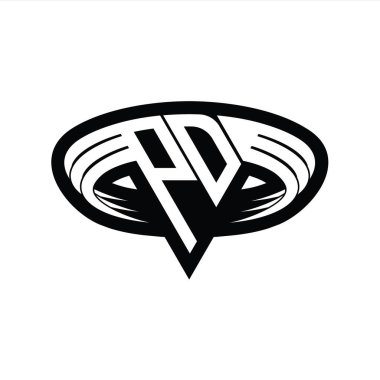 PD logo monogram harfi üçgen biçimli dilimlenmiş tasarım şablonu