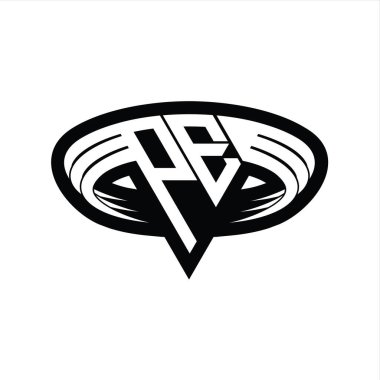 Üçgen biçimli dilim izole tasarım şablonlu PE logo monogram harfi