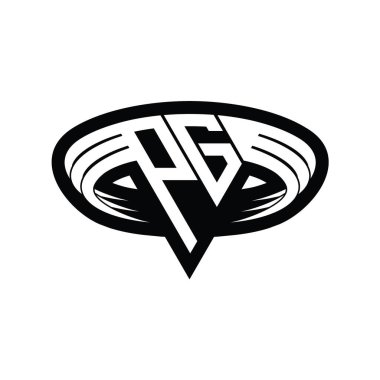 Üçgen biçimli dilimlenmiş izole tasarım şablonu içeren PG Logo monogram harfi