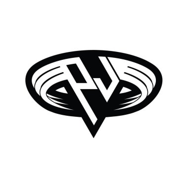 PJ Logo monogram harfi üçgen biçimli dilimlenmiş tasarım şablonu