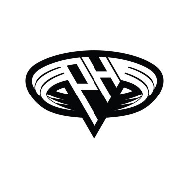 Üçgen biçimli dilimlenmiş izole tasarım şablonu içeren PH logo monogram harfi