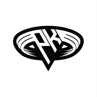 Üçgen biçimli dilim izole tasarım şablonu içeren PK Logo monogram harfi
