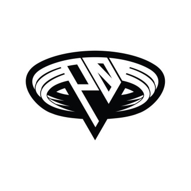Üçgen biçimli, dilimlenmiş dış hat tasarım şablonlu PO Logo monogram harfi