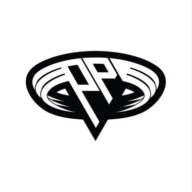 PP Logo monogram harfi üçgen biçimli dilimlenmiş tasarım şablonu