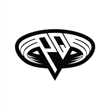 Üçgen biçimli dilimlenmiş izole tasarım şablonlu PQ Logo monogram harfi