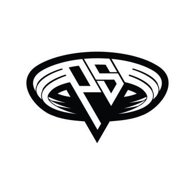 PS Logo monogram harfi üçgen biçimli dilimlenmiş tasarım şablonu