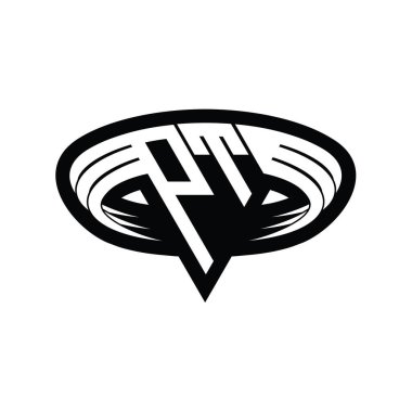 Üçgen biçimli dilim izole tasarım şablonlu PT Logo monogram harfi