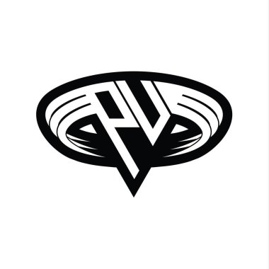 Üçgen biçimli dilimlenmiş izole tasarım şablonu içeren PU Logo monogram harfi