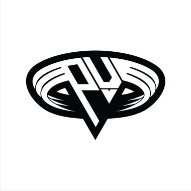 Üçgen biçimli dilimlenmiş izole tasarım şablonu içeren PV logo monogram harfi