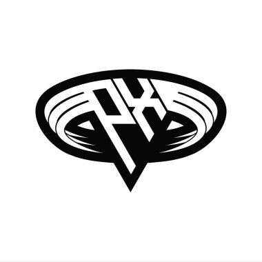 Üçgen biçimli dilim izole tasarım şablonlu PX Logo monogram harfi