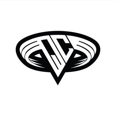 Üçgen biçimli dilimlenmiş izole tasarım şablonu içeren QC Logo monogram harfi