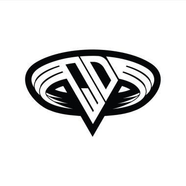 Üçgen biçimli dilimlenmiş izole tasarım şablonu içeren QD logo monogram harfi