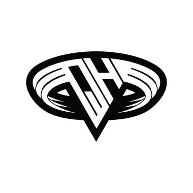 Üçgen biçimli dilimlenmiş izole tasarım şablonu içeren QH Logo monogram harfi