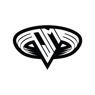 Üçgen biçimli dilimlenmiş izole tasarım şablonu içeren QM Logo monogram harfi