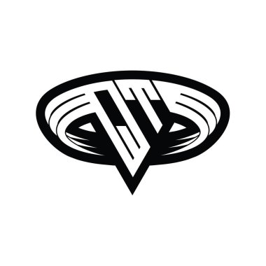 Üçgen biçimli dilimlenmiş izole tasarım şablonu içeren QT Logo monogram harfi