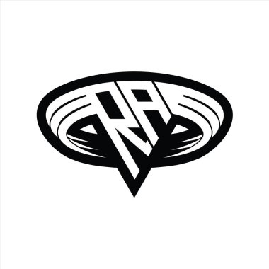 RA logo harfinin üçgen biçimli dilimi izole tasarım şablonu