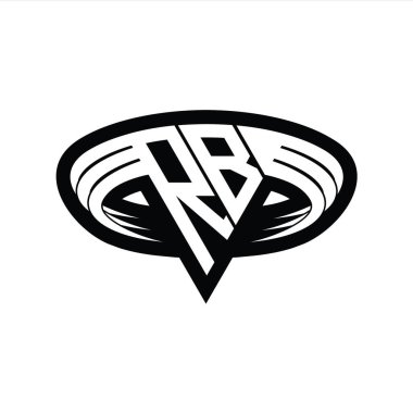 RB Logo monogram harfi üçgen biçimli dilimlenmiş tasarım şablonu