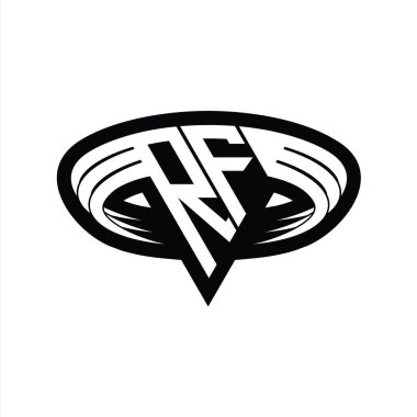 RF Logo monogram harfi üçgen biçimli dilimlenmiş tasarım şablonu