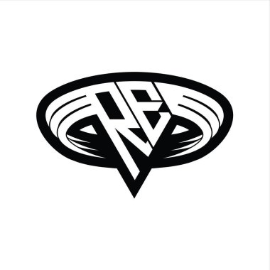 RE Logo monogram harfi üçgen biçimli dilimlenmiş tasarım şablonu