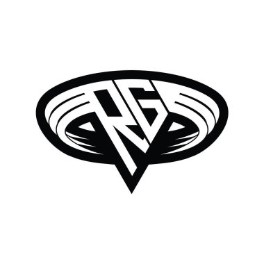 Üçgen biçimli dilimlenmiş izole tasarım şablonlu RG Logo monogram harfi