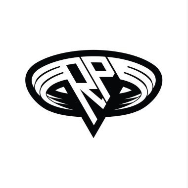 Üçgen biçimli dilim izole tasarım şablonu içeren RP Logo monogram harfi