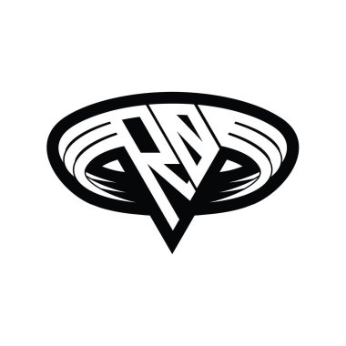 Üçgen biçimli, dilimlenmiş tasarım şablonlu RO Logo monogram harfi