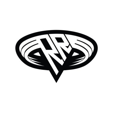 Üçgen biçimli, dilimlenmiş tasarım şablonlu RR Logo monogram harfi