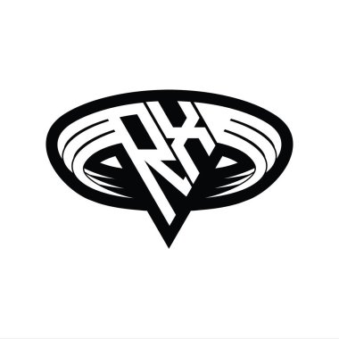 Üçgen biçimli dilimlenmiş izole tasarım şablonu içeren RX Logo monogram harfi