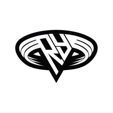 Üçgen biçimli, dilimlenmiş tasarım şablonlu RY logo monogram harfi