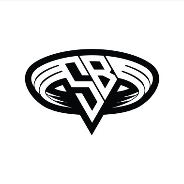 Üçgen biçimli dilim izole tasarım şablonu içeren SB Logo monogram harfi
