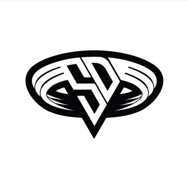 Üçgen biçimli, dilimlenmiş tasarım şablonlu SD Logo monogram harfi