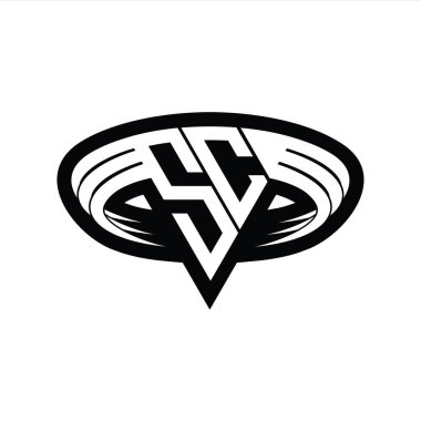SC Logo monogram harfi üçgen biçimli dilimlenmiş tasarım şablonu