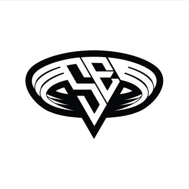 SE Logo monogram harfi üçgen biçimli dilimlenmiş tasarım şablonu