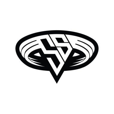SS Logo monogram harfi üçgen biçimli dilimlenmiş tasarım şablonu