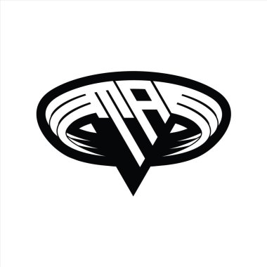 Üçgen biçimli, dilimlenmiş tasarım şablonlu TA logo monogram harfi