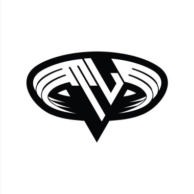 Üçgen biçimli dilimlenmiş izole tasarım şablonu içeren TL Logo monogram harfi