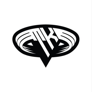 TK logo monogram harfi üçgen biçimli dilimlenmiş tasarım şablonu